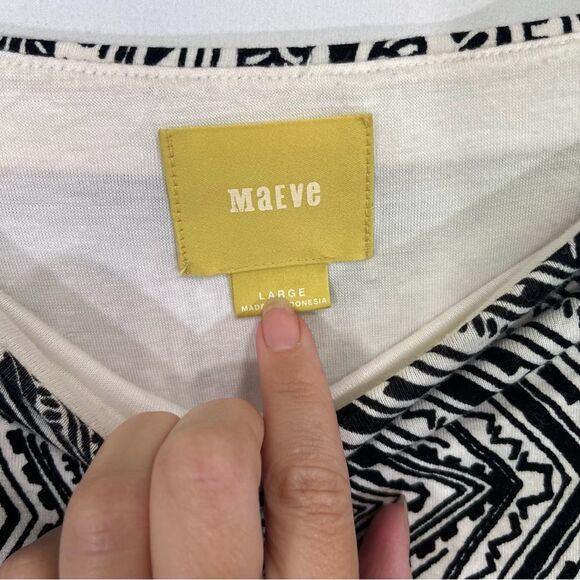 Anthropologie Maeve Bombora Black White Printed Faux Wrap Maxi Skirt L - Picture 5 of 8